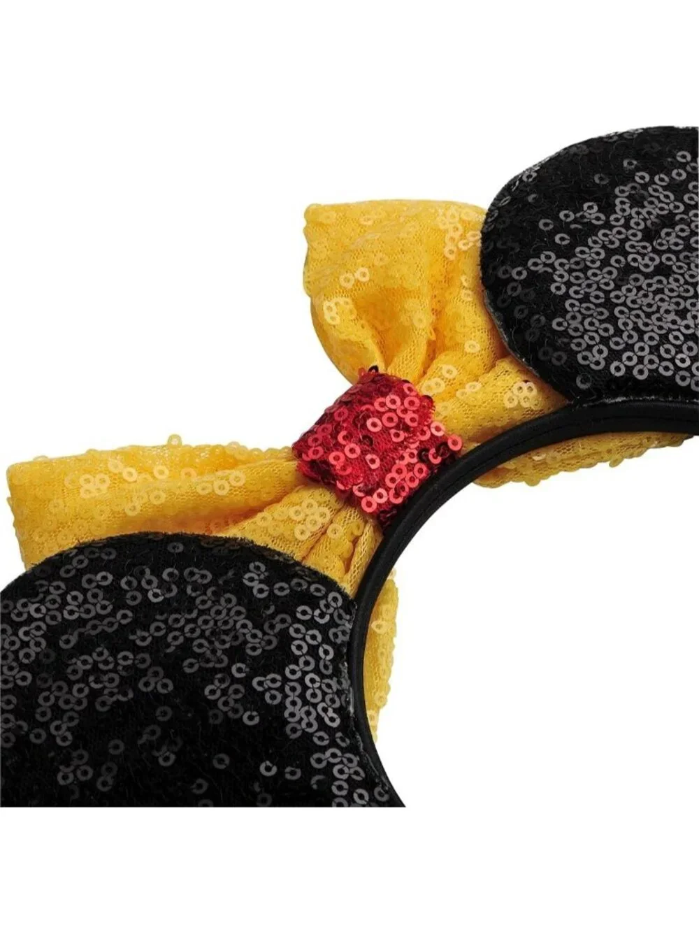 Women Yellow Bow08 Sequin Handmade Mickey Mouse Headband 2 Pieces